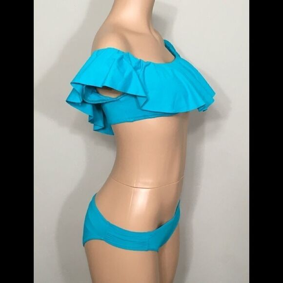 Ruffled Off The Shoulder Bandeau Bikini Set. NWT - Picture 3 of 7